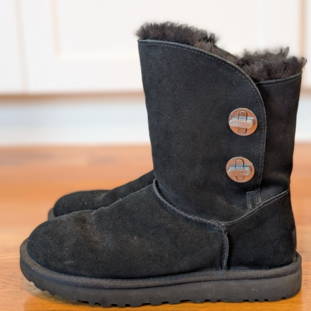 UGG Black Winter Boots with Turnlock Button Accents